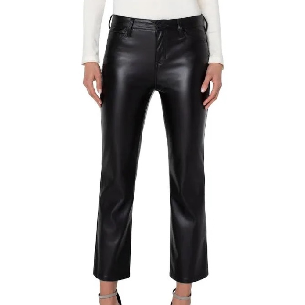 Women’s crop flare faux leather pants